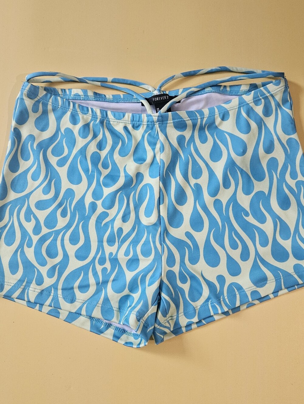 Forever 21 Blue Flame-Print Bike Shorts